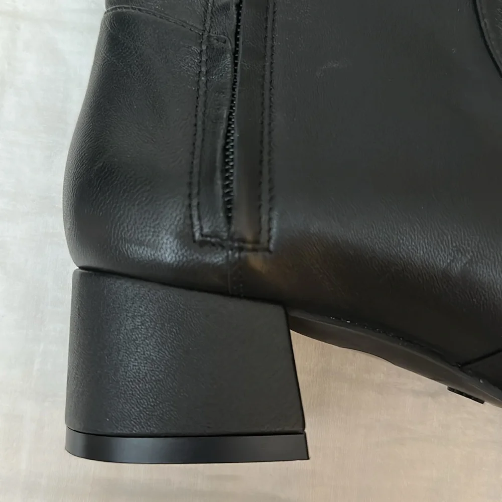 Elegant Stewart Weitzman Black Leather Ankle Boots with Inner Side Zipper NWOT - Picture 6 of 15